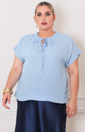 Blusa azul con lazo - BLUSAS CURVY Boutiquemirel 