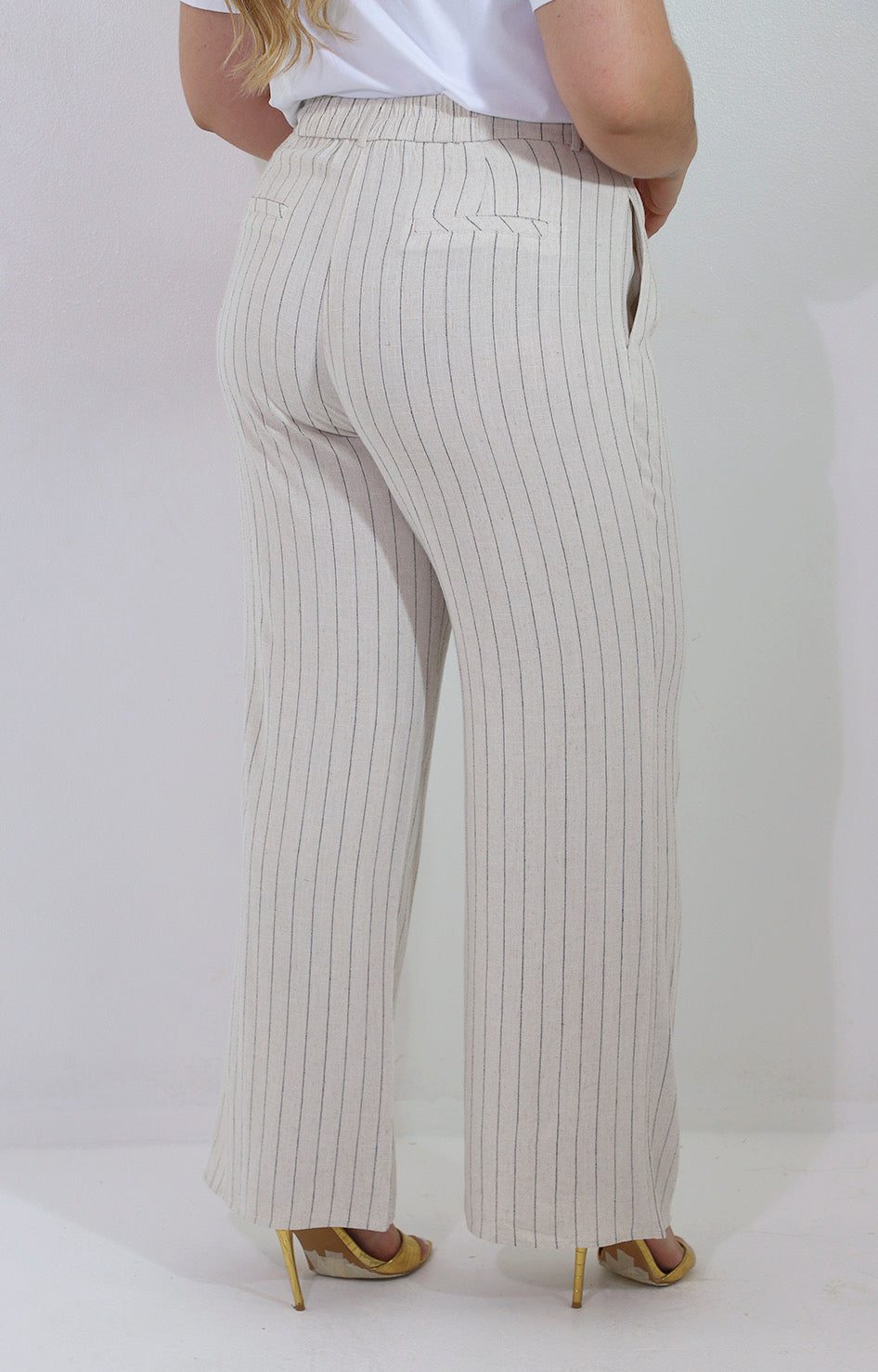 Pantalon beige recto de rayas - PANTALON Boutiquemirel 
