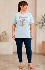 Blusa azul con estampado y detalle 3D - BLUSAS CURVY Boutiquemirel 