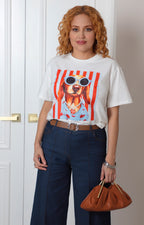 Blusa blanca con estampado de perro
