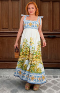 Vestido largo con estampado mediterráneo