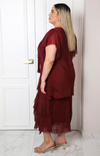 Vestido con lentejuela en escote
