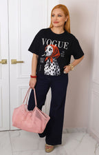 Blusa negra con estampado de dálmata