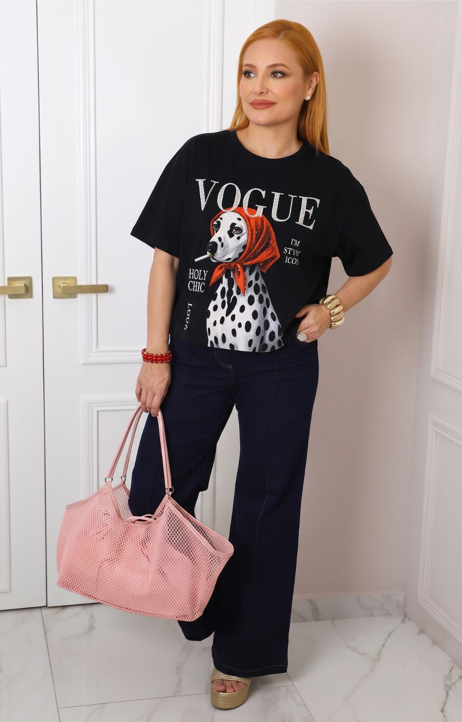 Blusa negra con estampado de dálmata