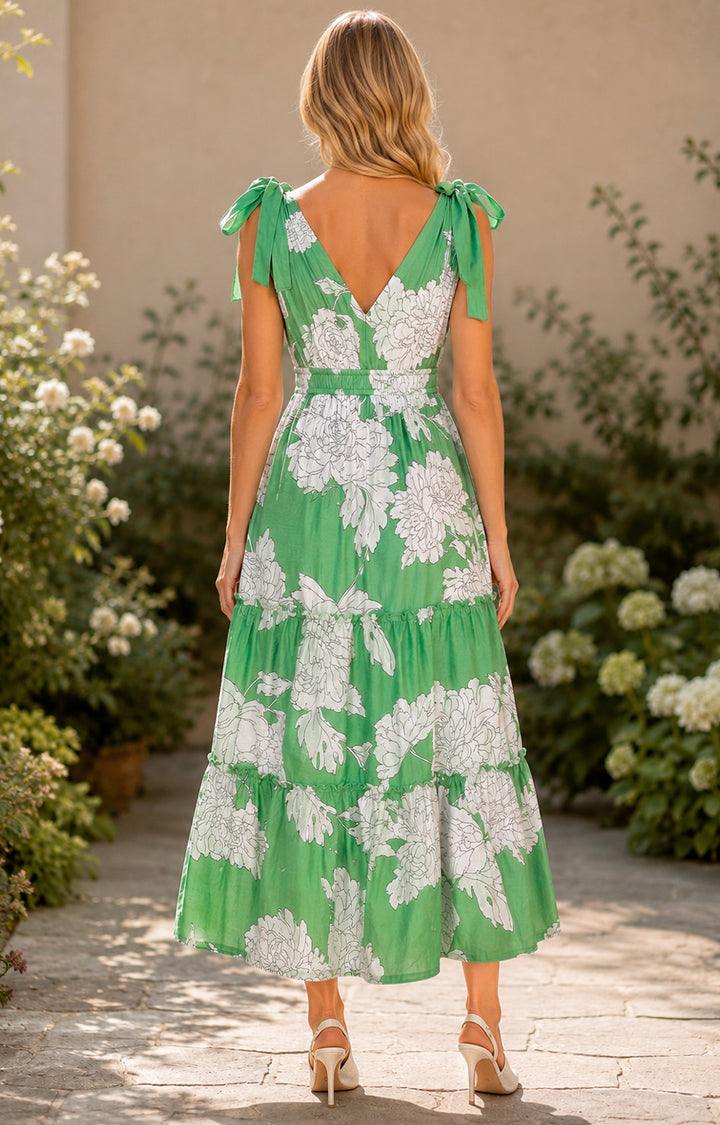 Vestido verde estampado - VESTIDO LARGO REGULAR Boutiquemirel 