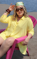Blusa amarilla con botones - BLUSAS CURVY Boutiquemirel 