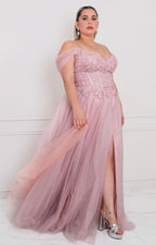 Vestido con corset floral y mangas caídas - VESTIDO LARGO CURVY Boutiquemirel 
