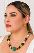 Set de collar Boutiquemirel de piedra natural multicolor con cuentas redondas y diseño artesanal