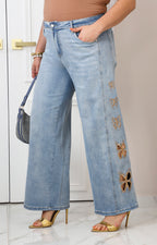 Pantalon de mezclilla estampado