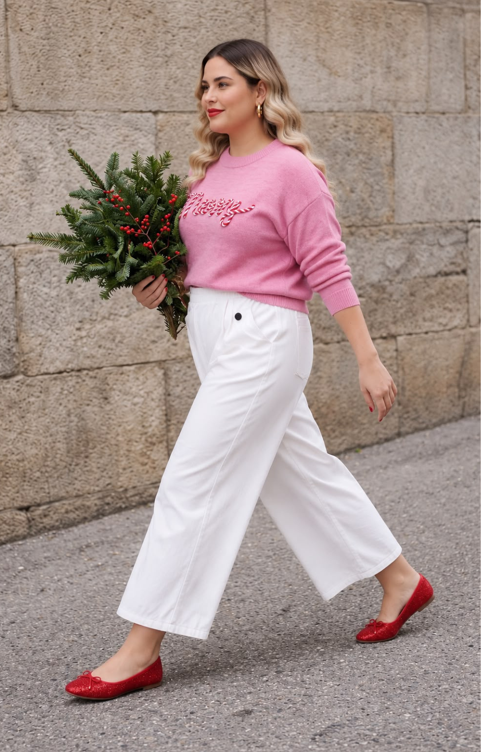 Suéter rosa con bordado
