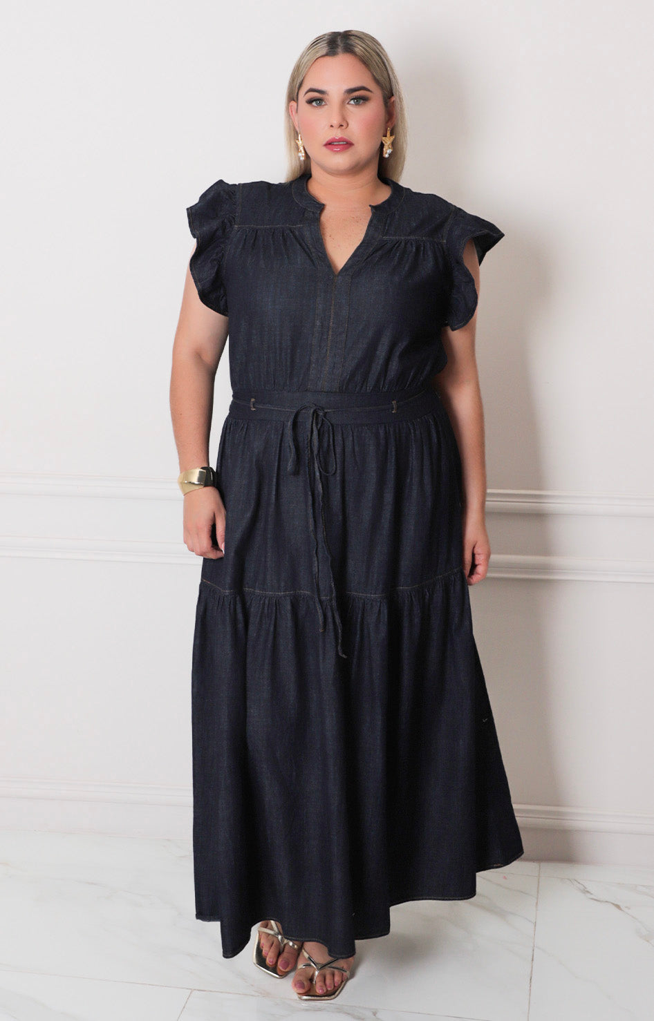 Vestido largo de mezclilla - VESTIDO LARGO CURVY Boutiquemirel 