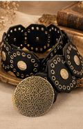 Cinturón de conchos bronce Boutiquemirel, diseño western con detalles metálicos decorativos
