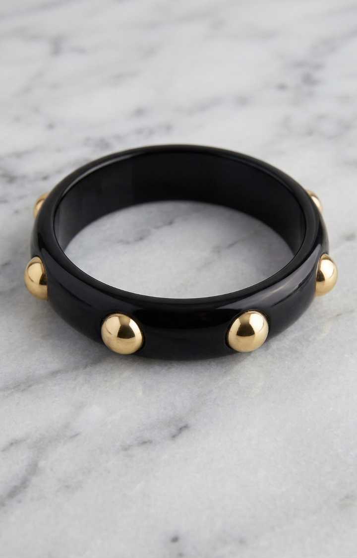 Pulsera negra con detalles dorados - PULSERA Boutiquemirel 