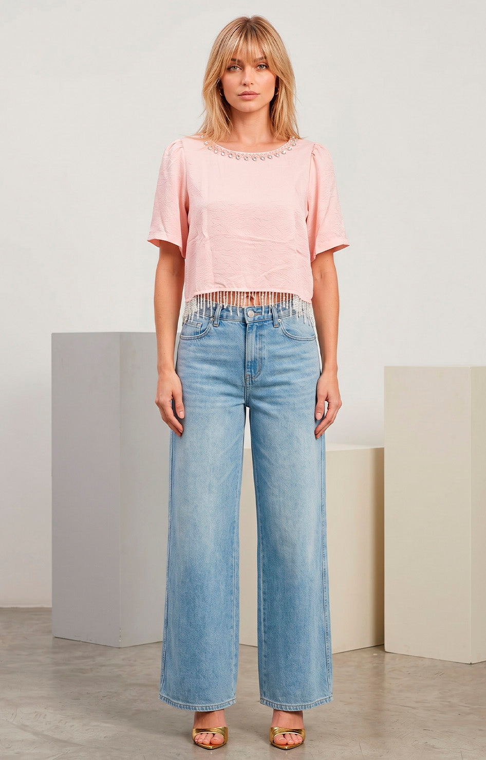 Blusa rosa con aplicaciones - BLUSAS REGULAR Boutiquemirel 