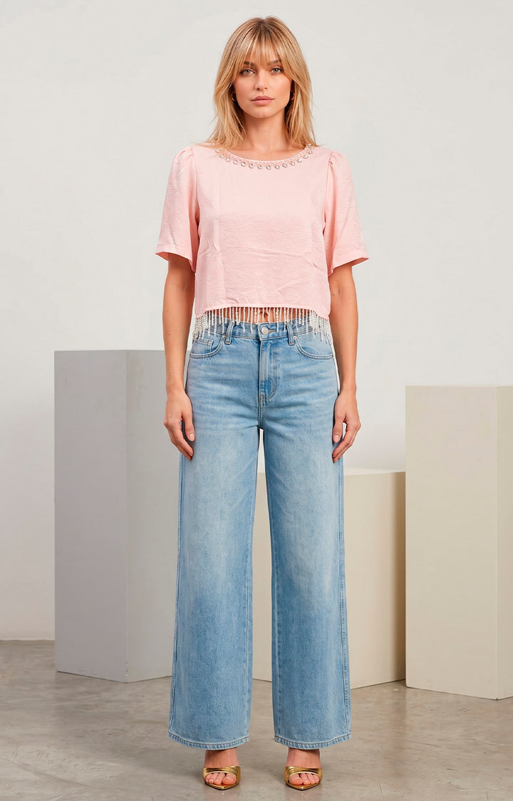 Blusa rosa con aplicaciones - BLUSAS REGULAR Boutiquemirel 