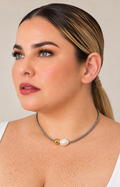 Collar de piedra natural de plata con perla, diseño elegante de Boutiquemirel