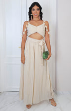 Palazzo beige plisado