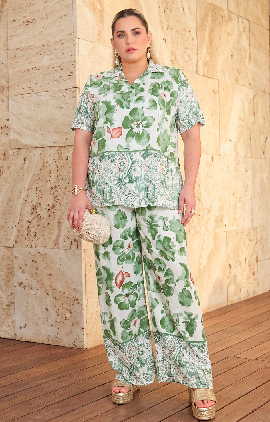 Conjunto verde estampado