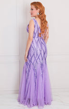 Vestido lavanda con lentejuelas - VESTIDO LARGO REGULAR Boutiquemirel 