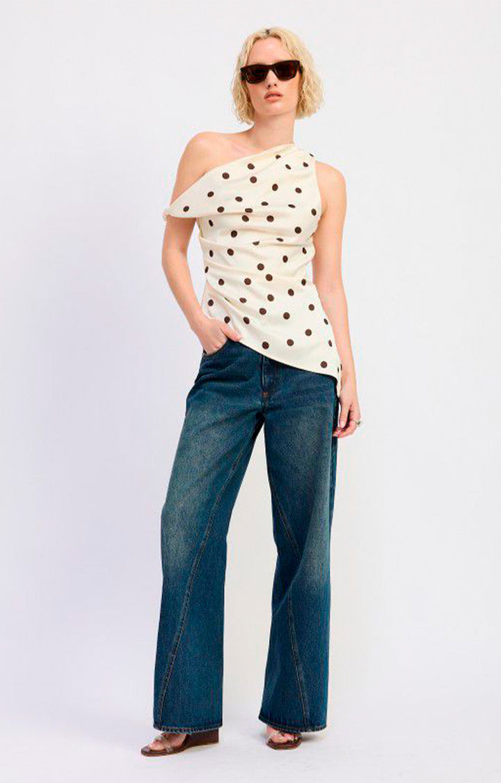 Blusa blanca polka dot