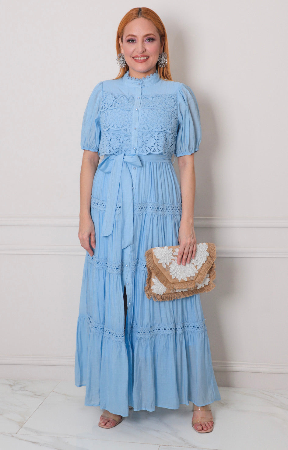 Vestido azul con lazo - VESTIDO LARGO REGULAR Boutiquemirel 