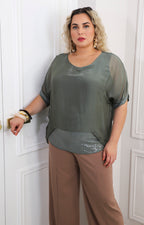 Blusa de seda de manga corta
