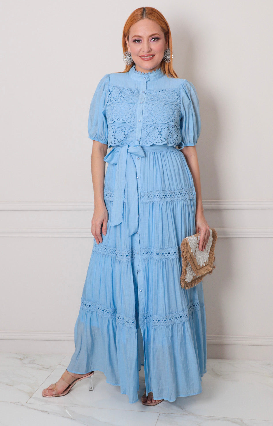 Vestido azul con lazo - VESTIDO LARGO REGULAR Boutiquemirel 