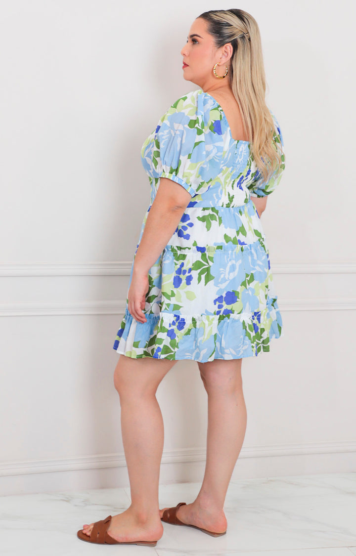 Vestido azul estampado - VESTIDO CORTO CURVY Boutiquemirel 
