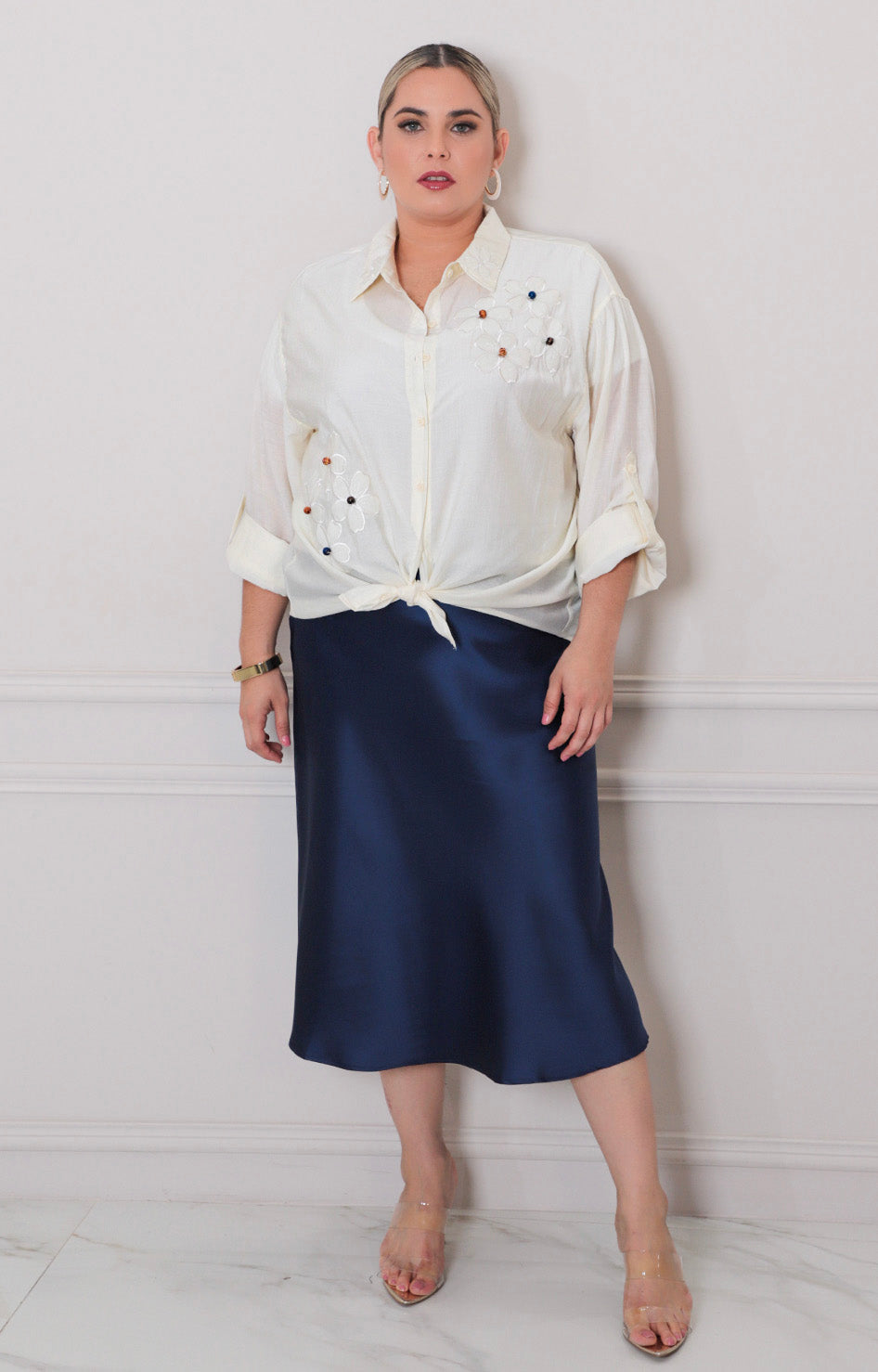 Falda lisa de satin - FALDA CURVY Boutiquemirel 