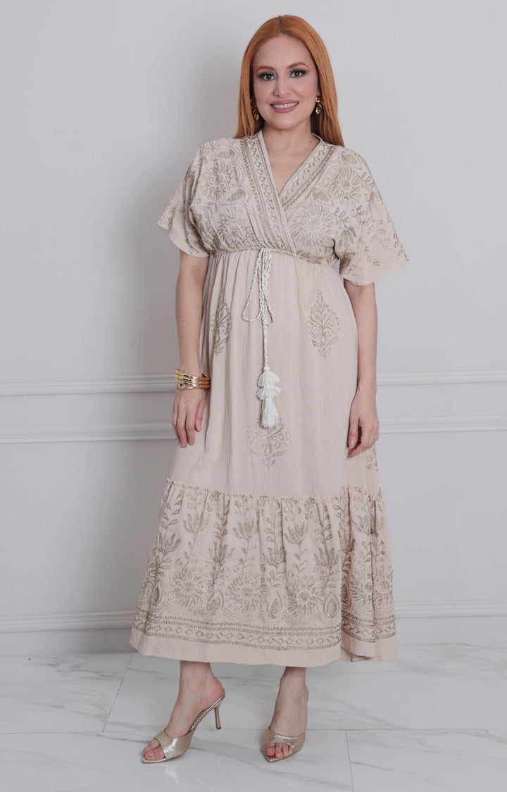 Vestido estampado con bordado - VESTIDO LARGO REGULAR Boutiquemirel 