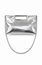 Clutch metálico con cadena de la marca Boutiquemirel, bolso de mano elegante y brillante, ideal para eventos y ocasiones especiales.