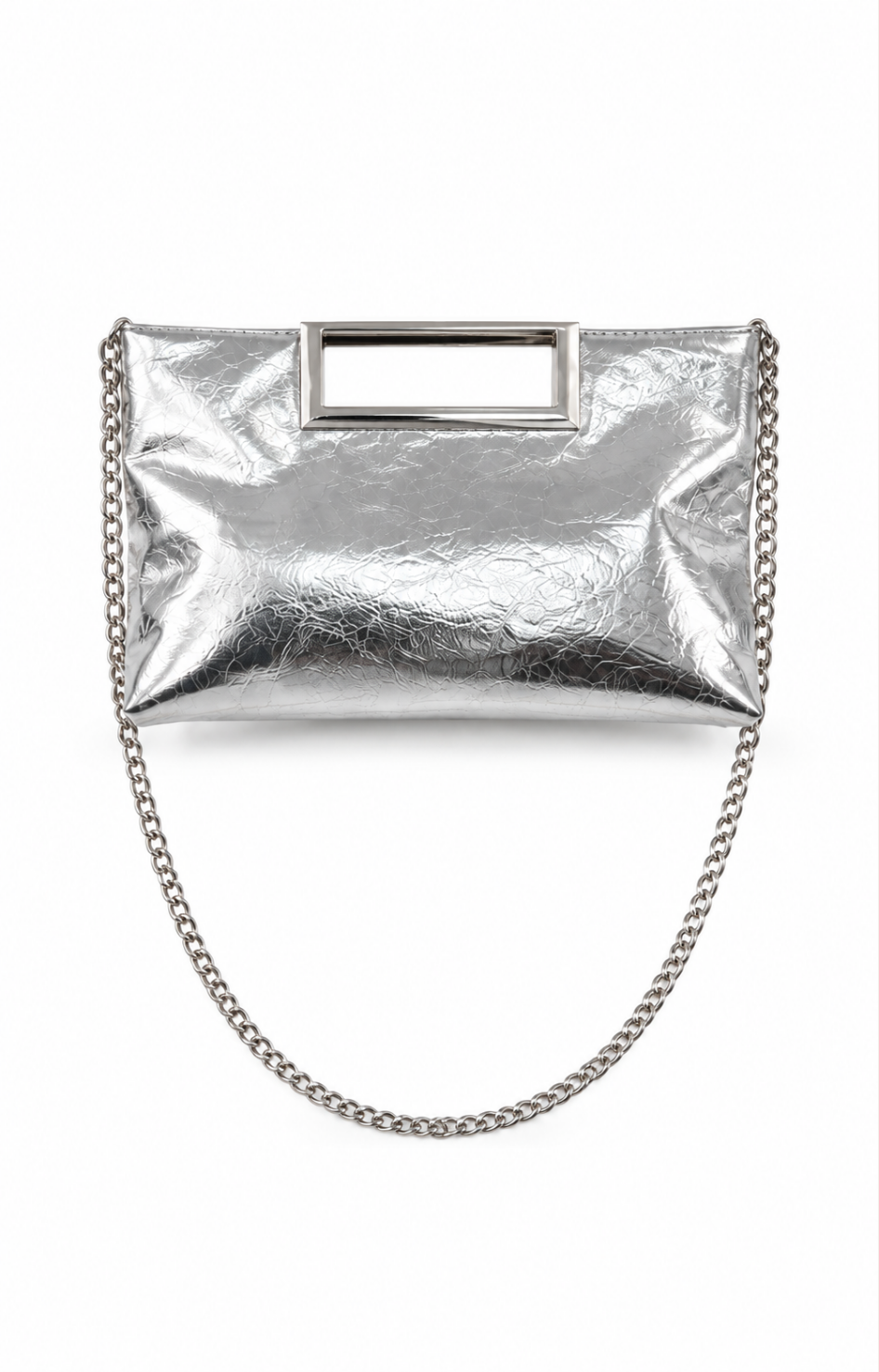 Clutch metálico con cadena de la marca Boutiquemirel, bolso de mano elegante y brillante, ideal para eventos y ocasiones especiales.