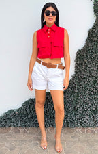 Blusa roja con cuello halter - BLUSAS REGULAR Boutiquemirel 