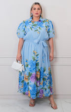 Vestido azul estampado - VESTIDO LARGO CURVY Boutiquemirel 
