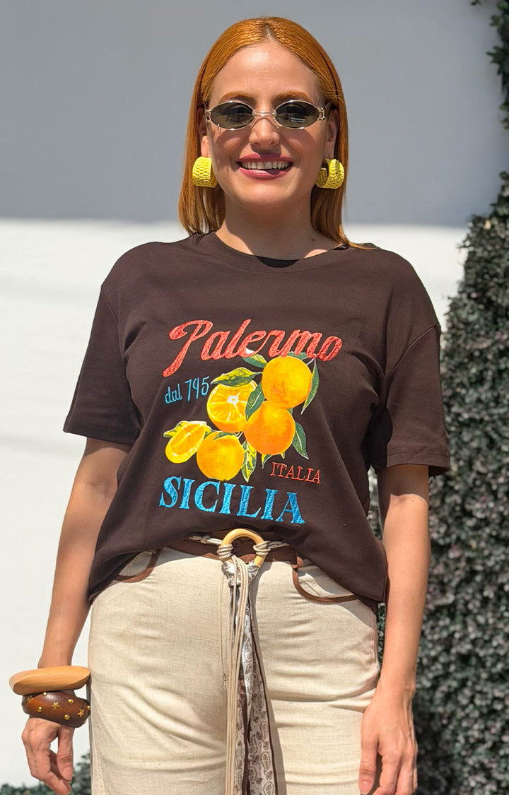 Blusa café estampada - BLUSAS REGULAR Boutiquemirel 