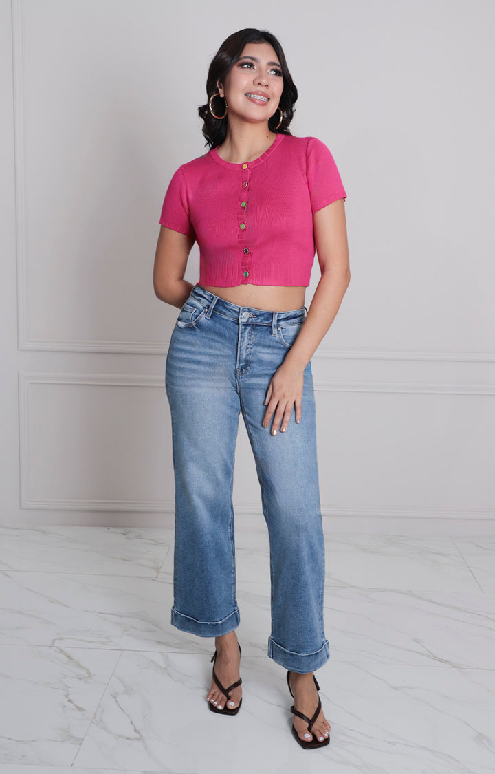 Blusa fucsia con botones - BLUSAS REGULAR Boutiquemirel 
