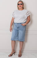 Short denim con pedrería - CAPRI MEZCLILLA CURVY Boutiquemirel 