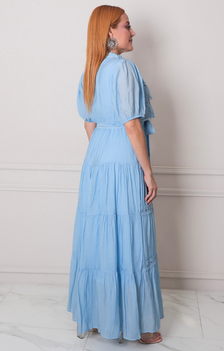 Vestido azul con lazo - VESTIDO LARGO REGULAR Boutiquemirel 