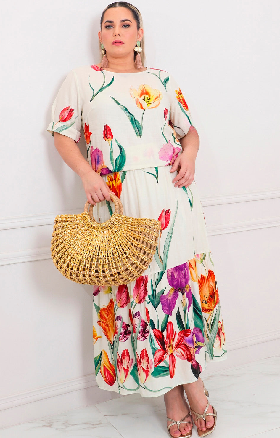 Conjunto beige floral - CONJUNTO CURVY Boutiquemirel 