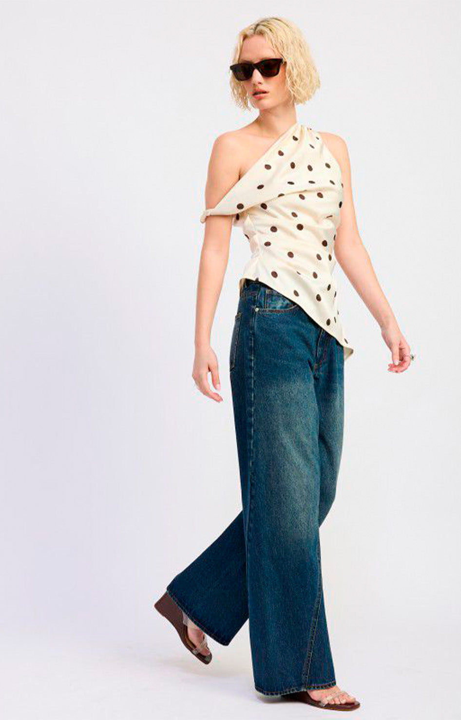 Blusa blanca polka dot