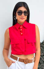 Blusa roja con cuello halter - BLUSAS REGULAR Boutiquemirel 