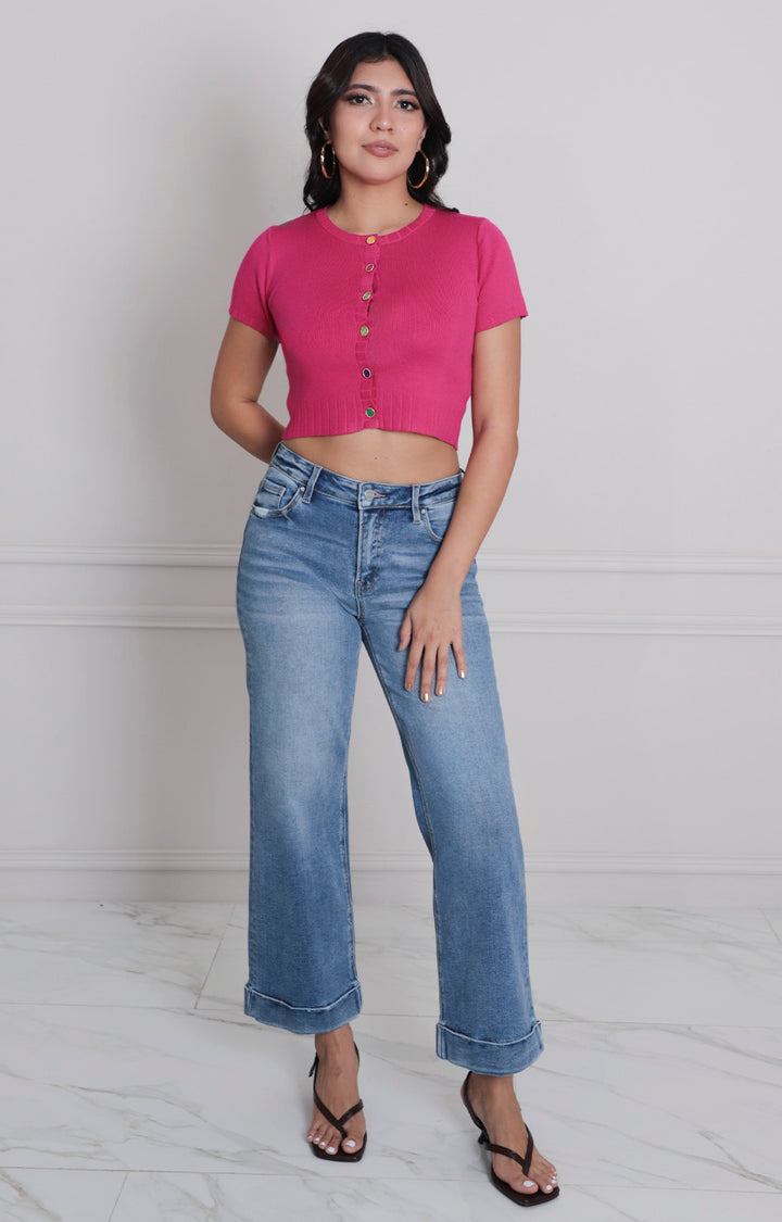 Blusa fucsia con botones - BLUSAS REGULAR Boutiquemirel 