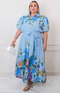 Vestido azul estampado - VESTIDO LARGO CURVY Boutiquemirel 