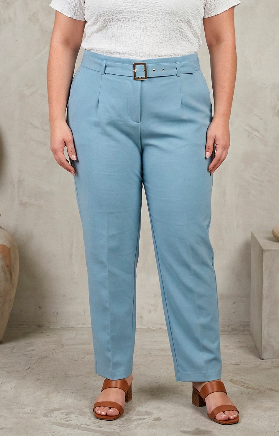Pantalòn recto con cinturòn - PANTALON CURVY Boutiquemirel 