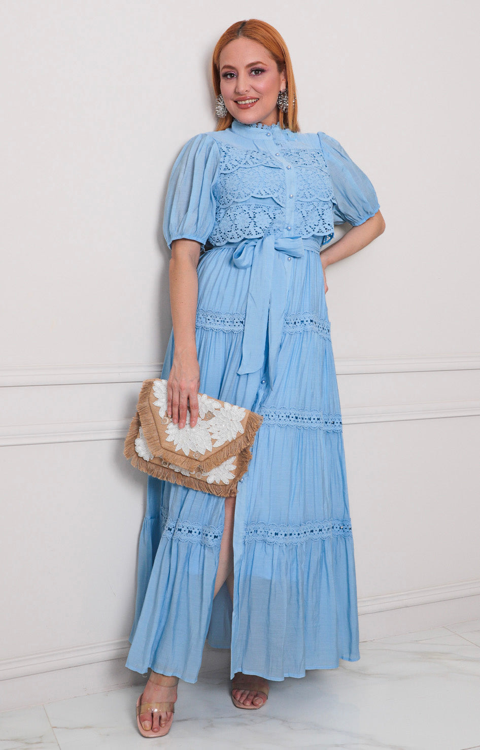 Vestido azul con lazo - VESTIDO LARGO REGULAR Boutiquemirel 