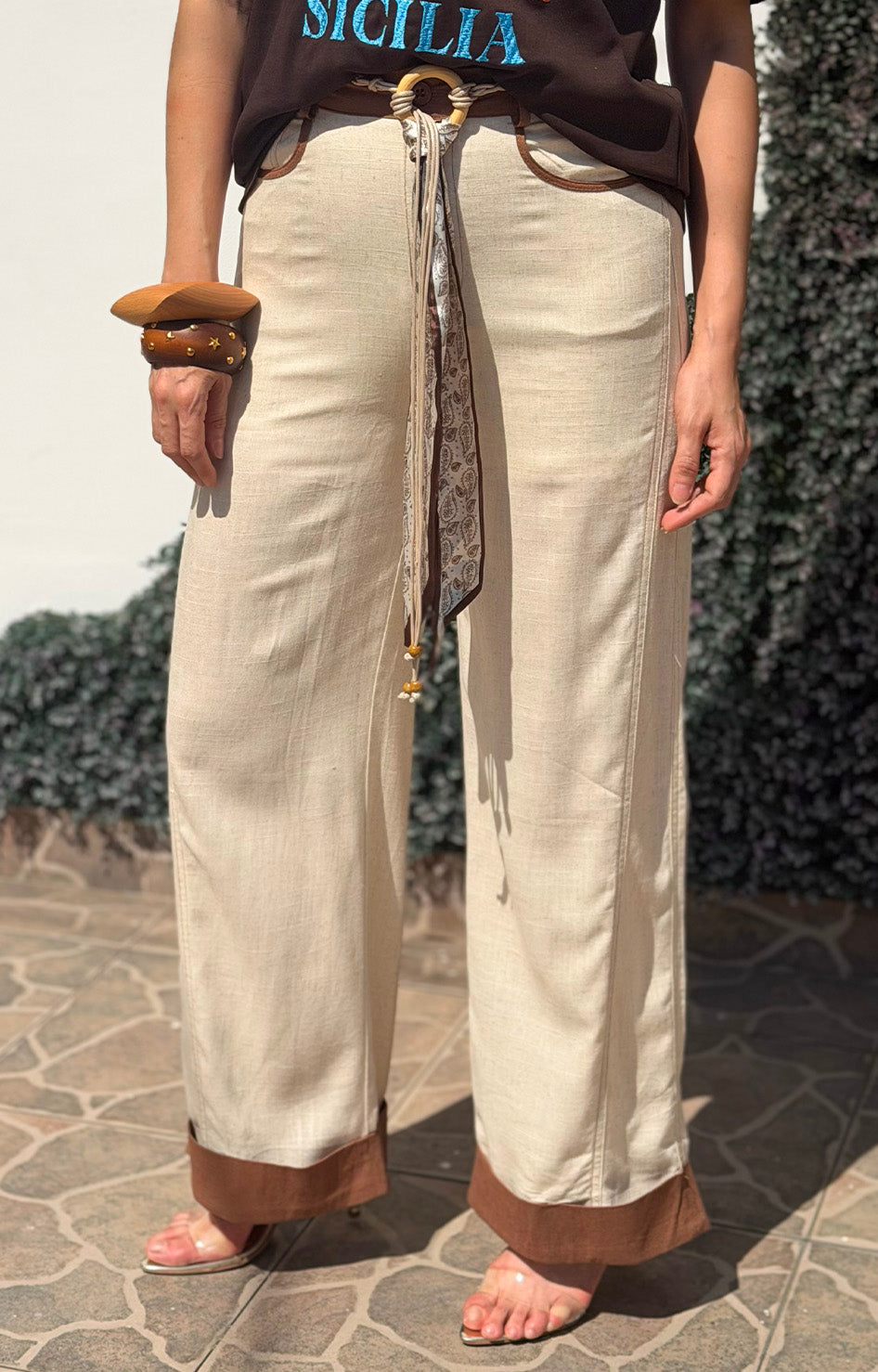 Pantalón beige con detalles - PANTALON REGULAR Boutiquemirel 