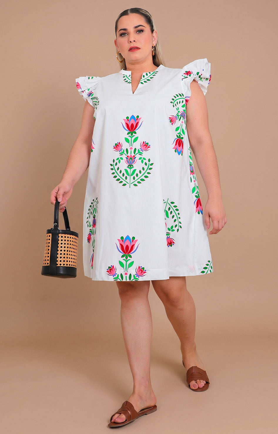 Vestido blanco estampado - VESTIDO CORTO CURVY Boutiquemirel 