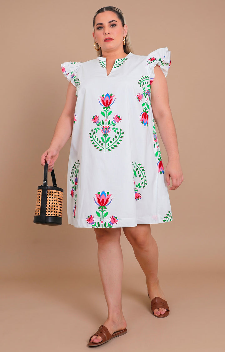 Vestido blanco estampado - VESTIDO CORTO CURVY Boutiquemirel 
