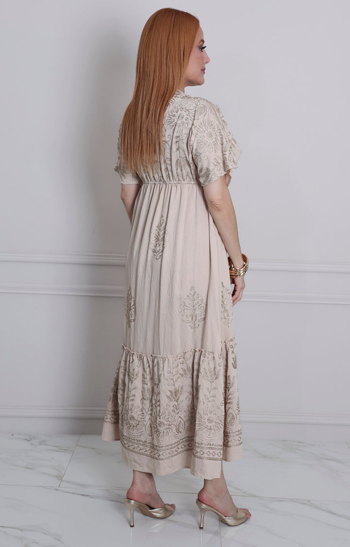 Vestido estampado con bordado - VESTIDO LARGO REGULAR Boutiquemirel 