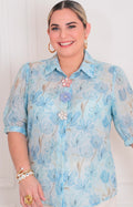 Blusa estampada con botones de flores - BLUSAS CURVY Boutiquemirel 